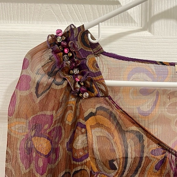 Blumarine Sheer Floral Button Down Blouse - Picture 5 of 12